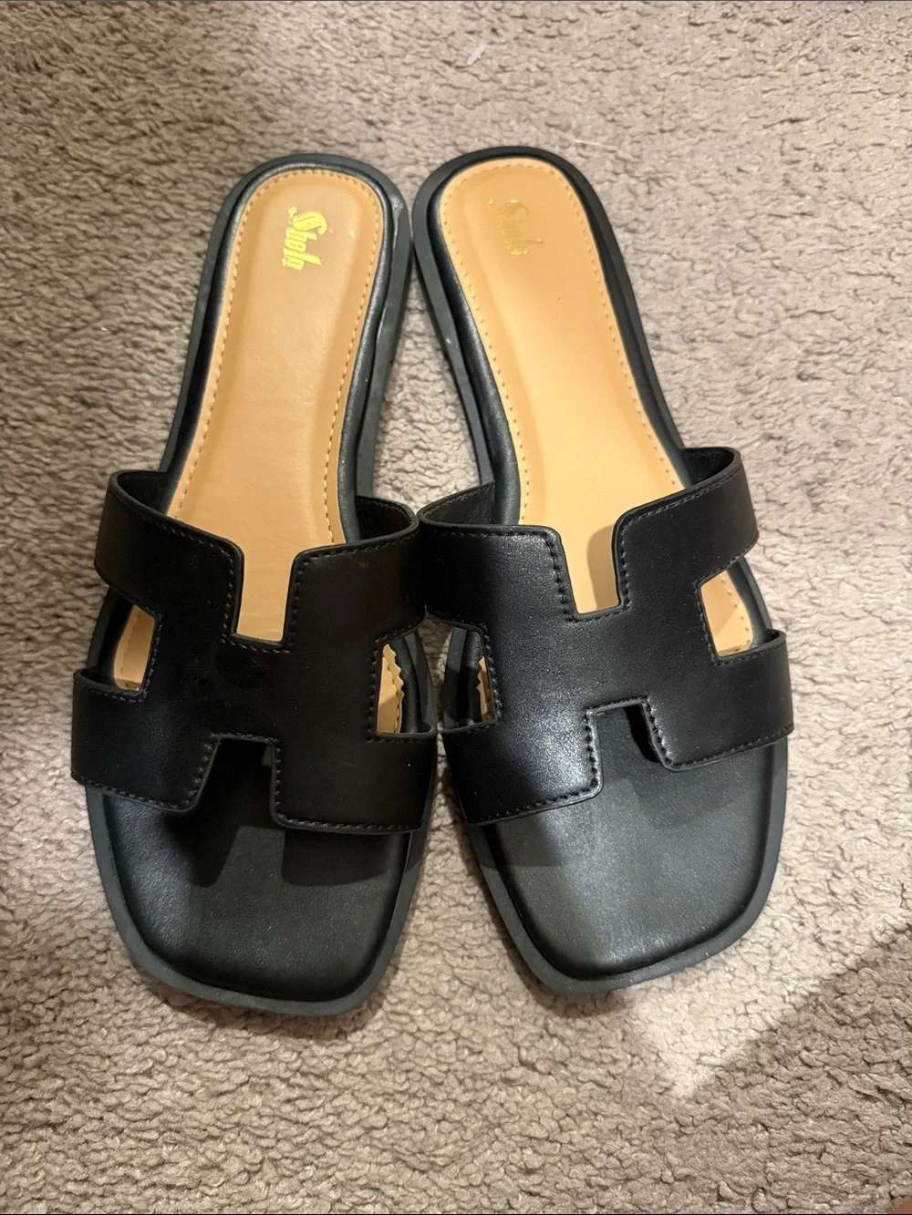 SHEIN Black Open-Toe Slide Sandals